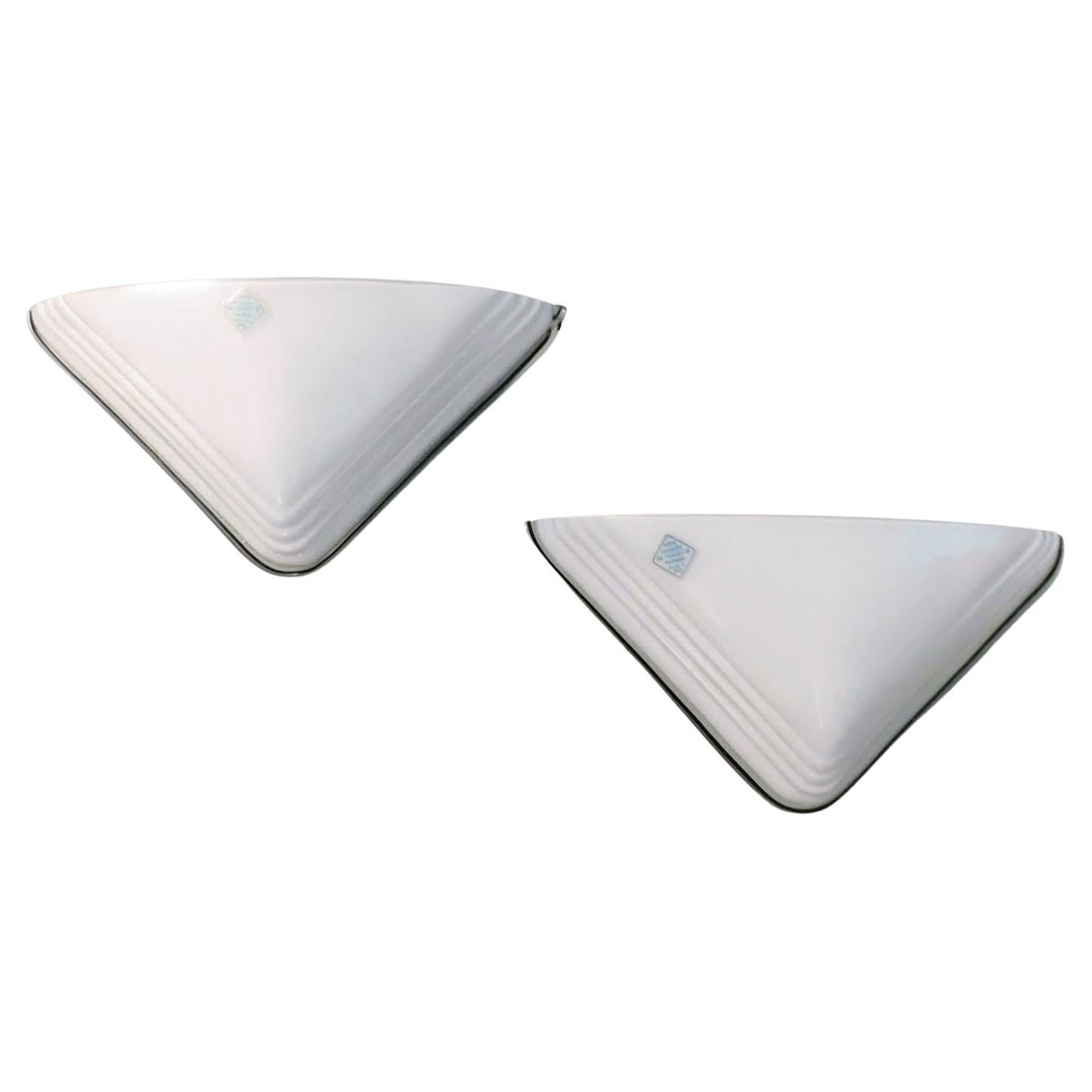 Pair of Triangular Murano Glass Sconces For Sale