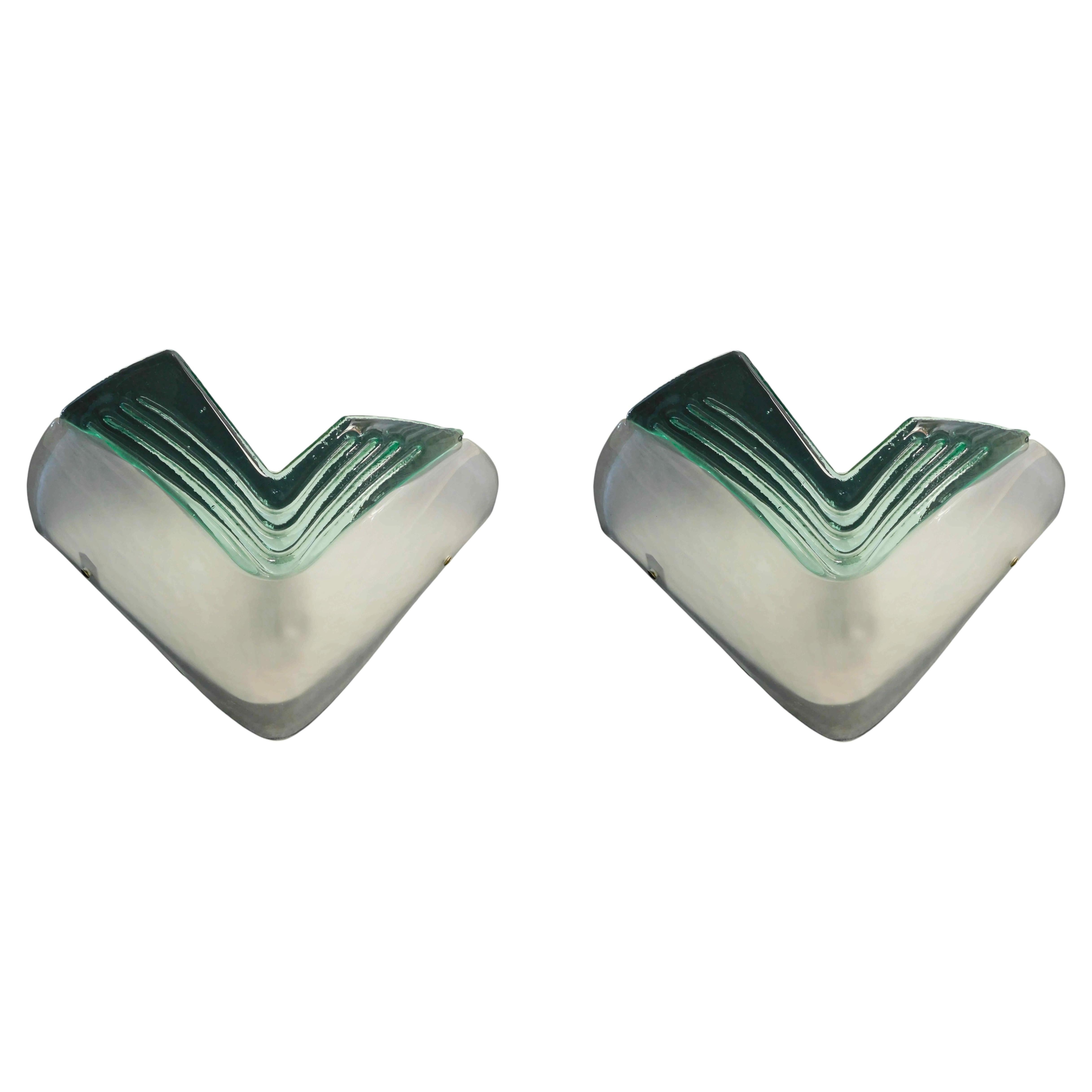 Paire d'appliques triangulaires de Murano, 2 paires disponibles en vente