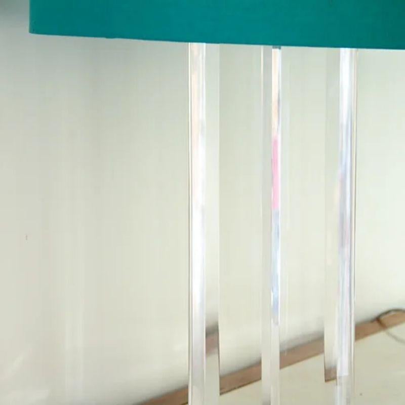 European Pair of Triangular Shaped American Lucite Lamps, 1970s For Sale