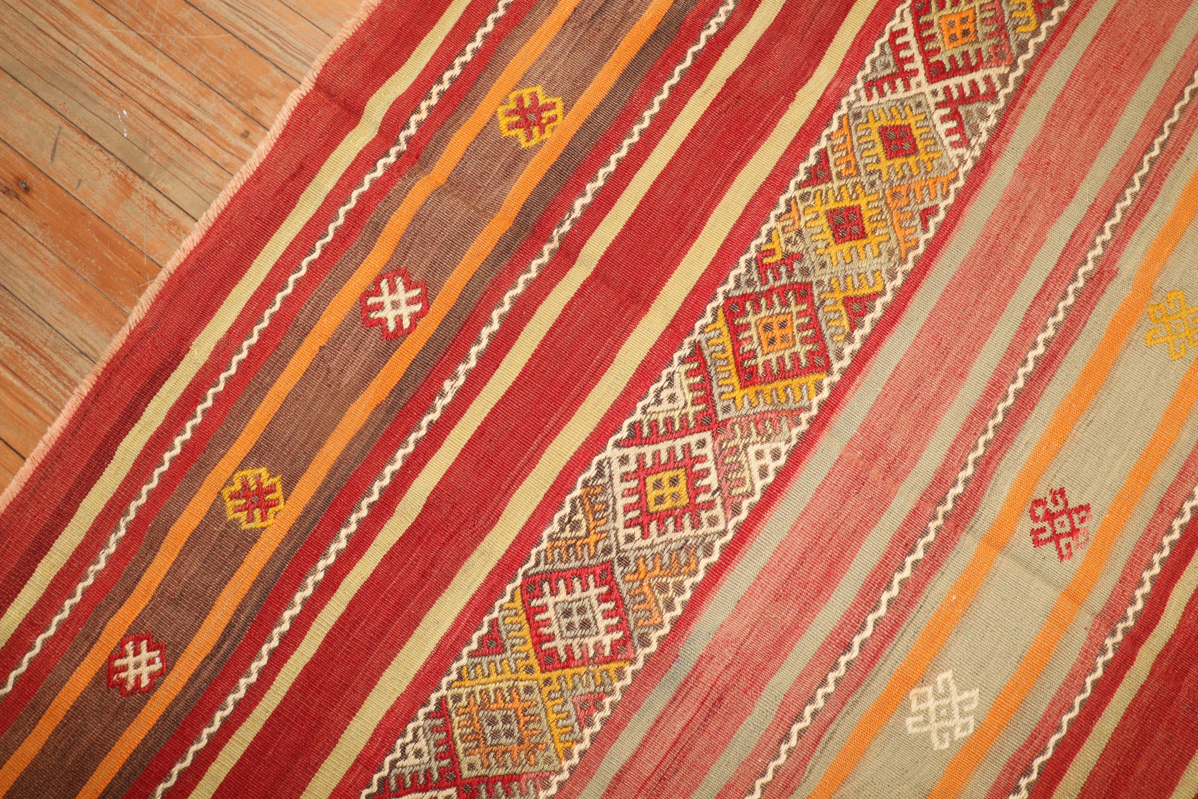 Pair of Tribal Turkish Kilim Flat-Weaves For Sale 3