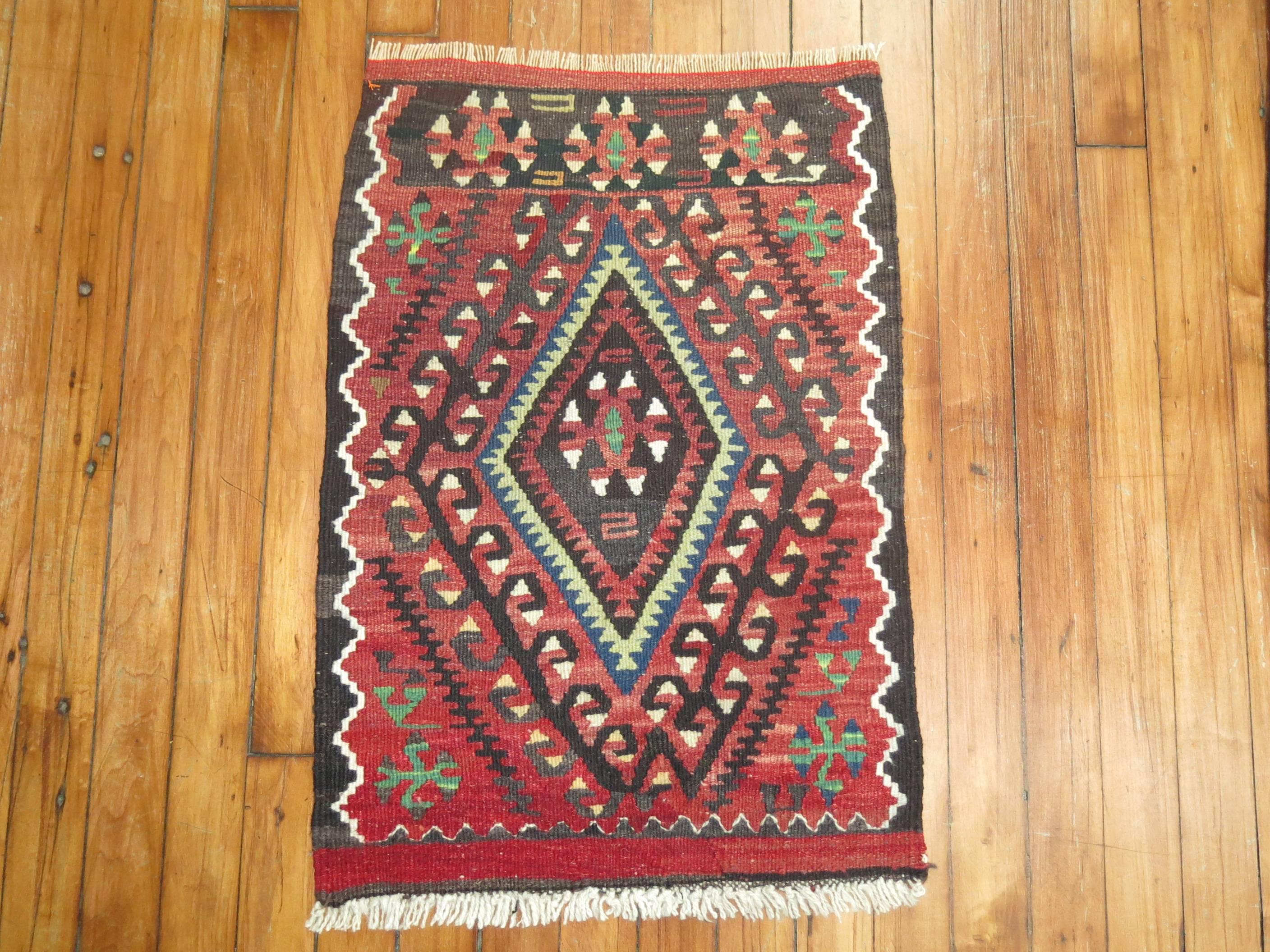 Hand-Knotted Pair of Tribal Persian Kilim Flat-Weave's