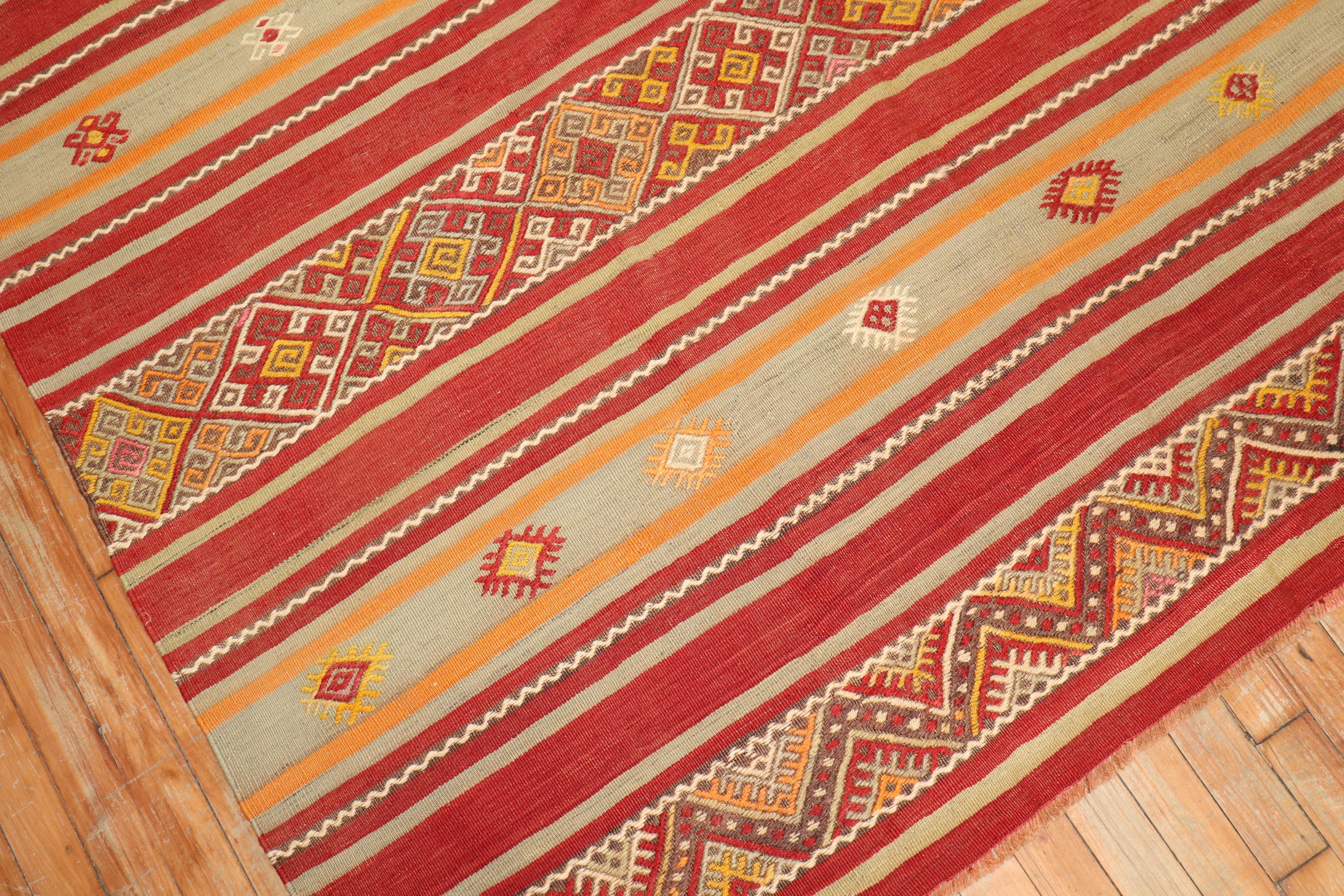 Hand-Knotted Pair of Tribal Turkish Kilim Flat-Weaves For Sale