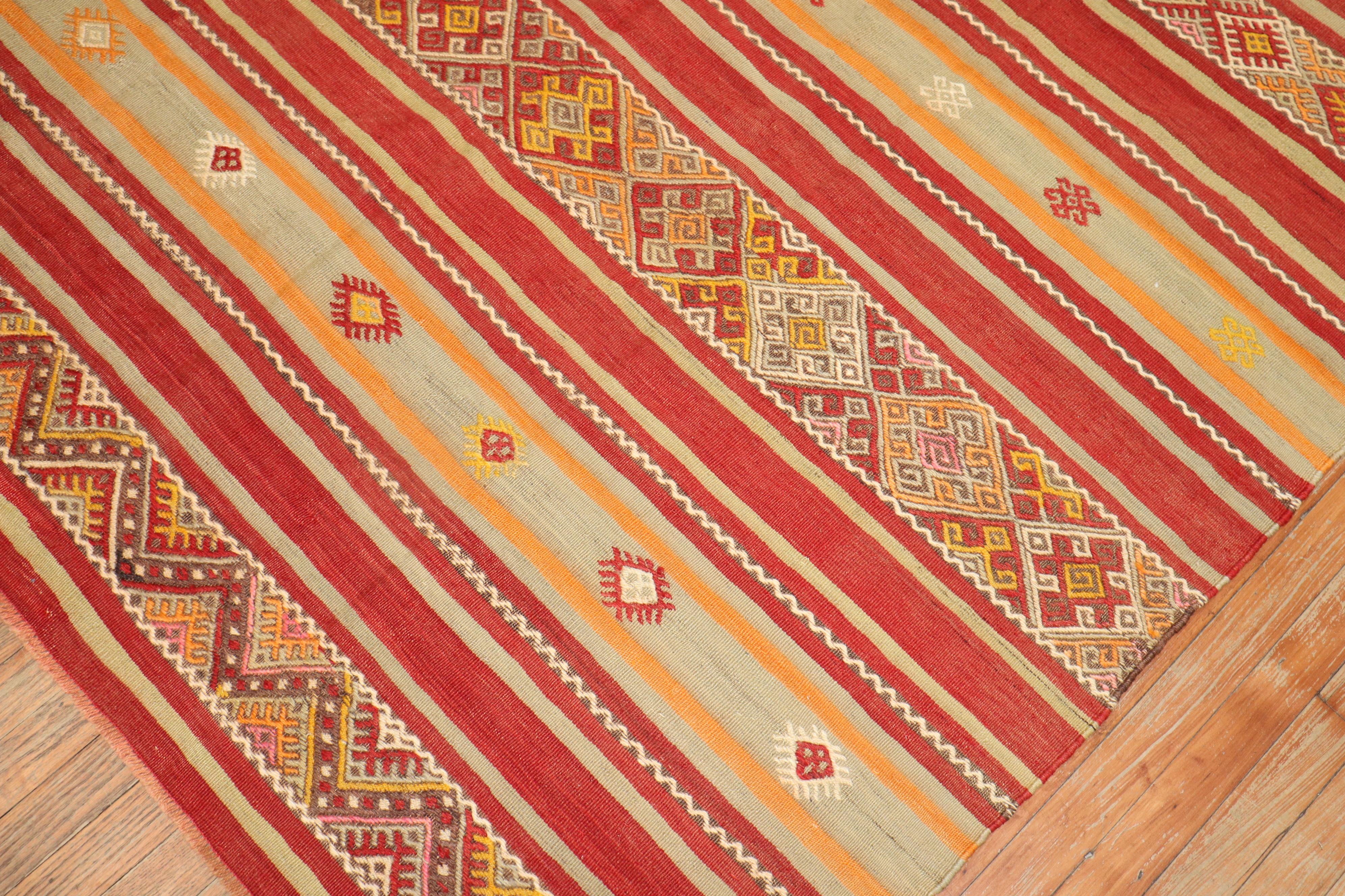 Pair of Tribal Turkish Kilim Flat-Weaves In Good Condition For Sale In New York, NY