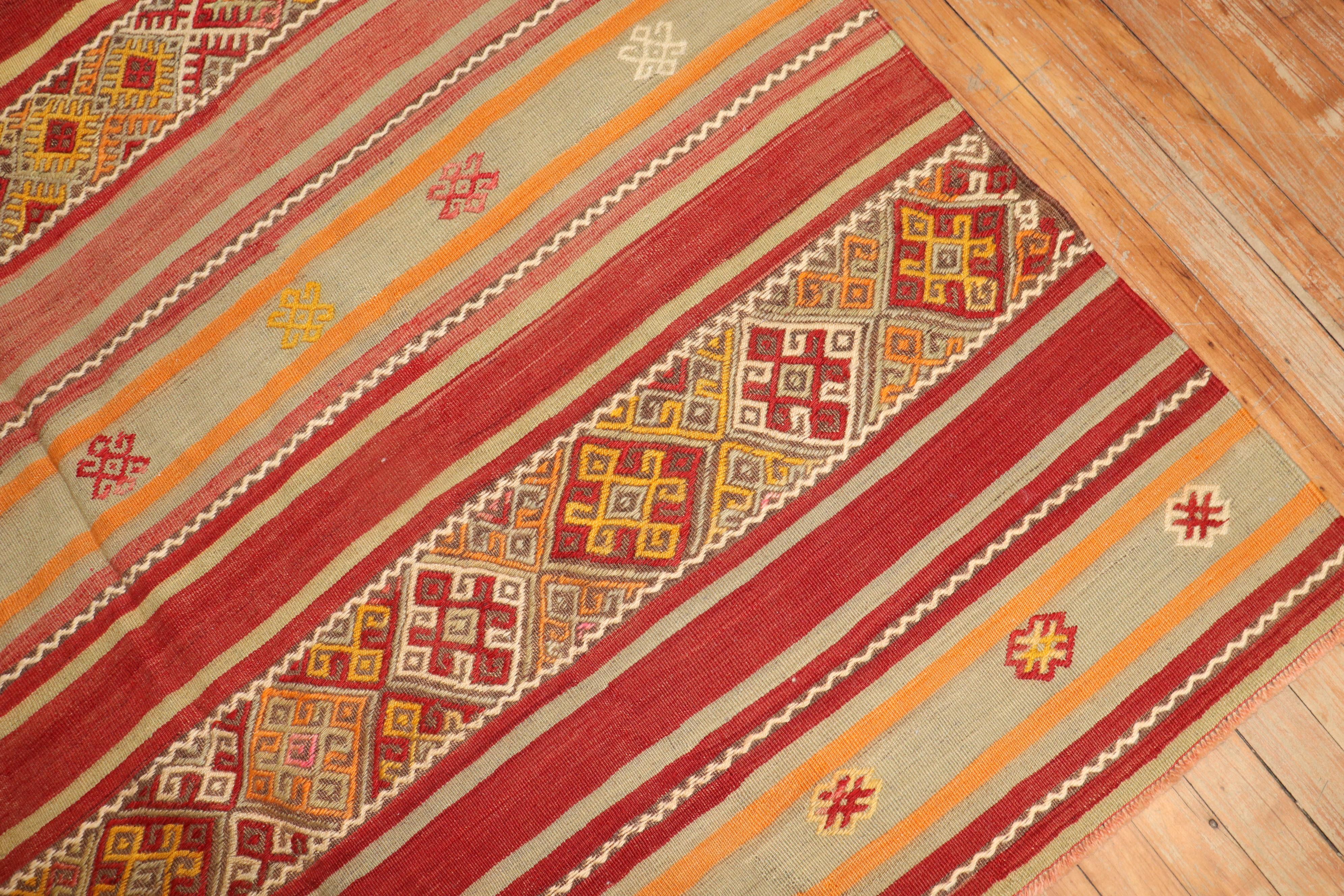 Pair of Tribal Turkish Kilim Flat-Weaves For Sale 1