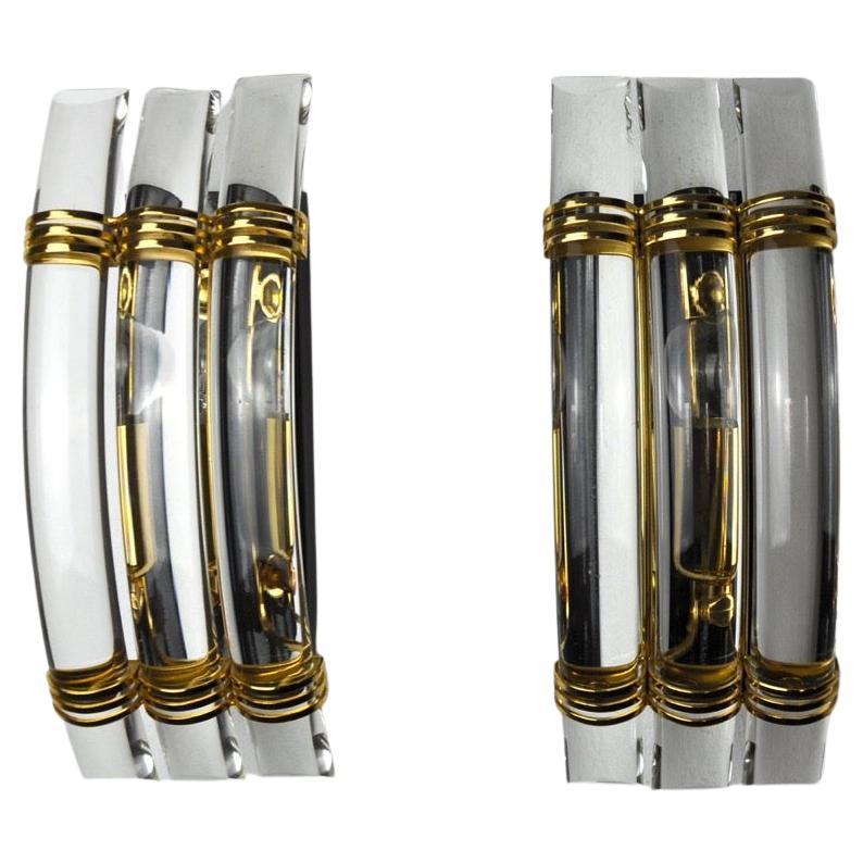 Pair of Triedi Murano Sconces, Italy, 1970 For Sale