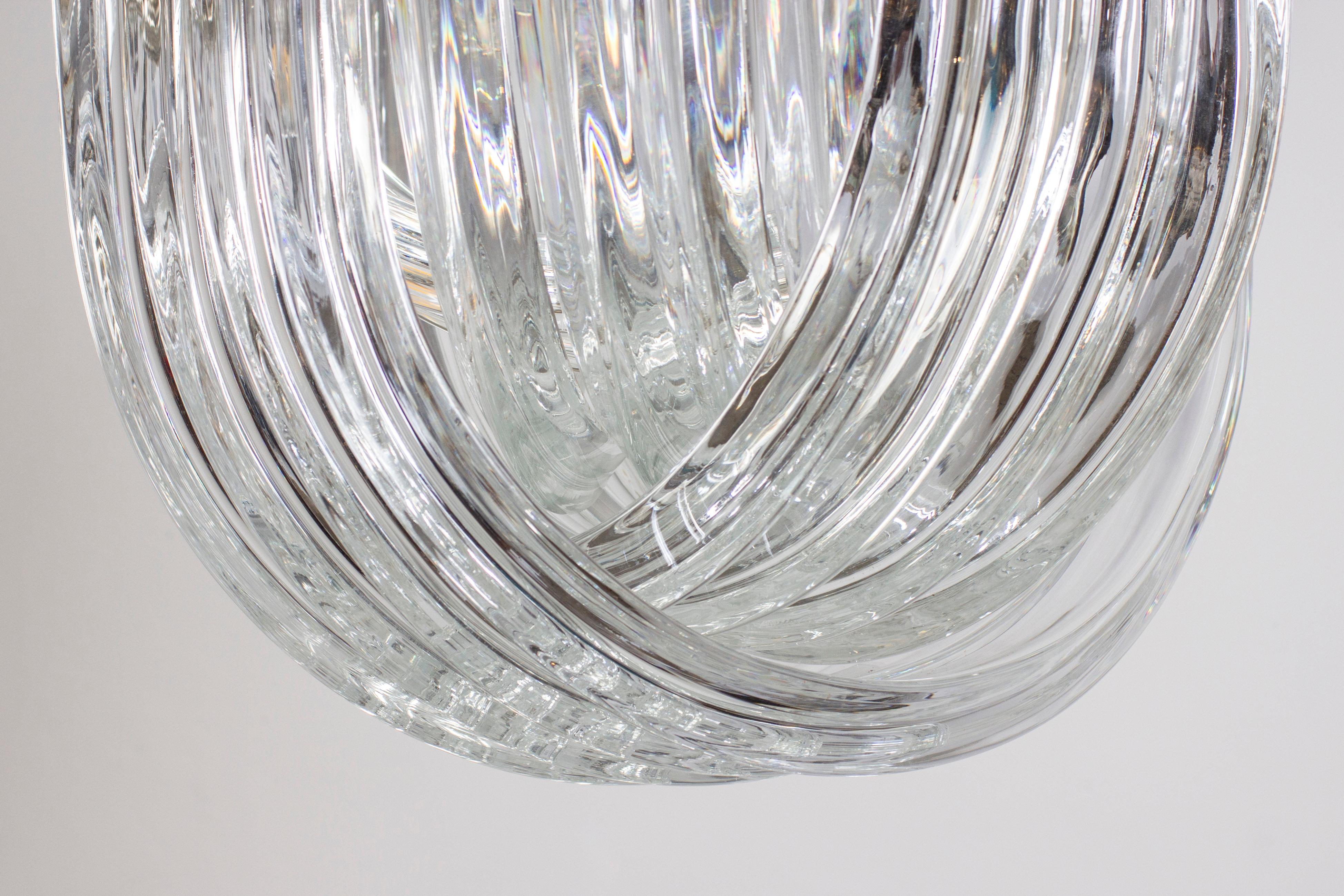 Pair of Triedri Curvati Murano Glass Chandelier by Carlo Nason for Venini 1970' For Sale 3