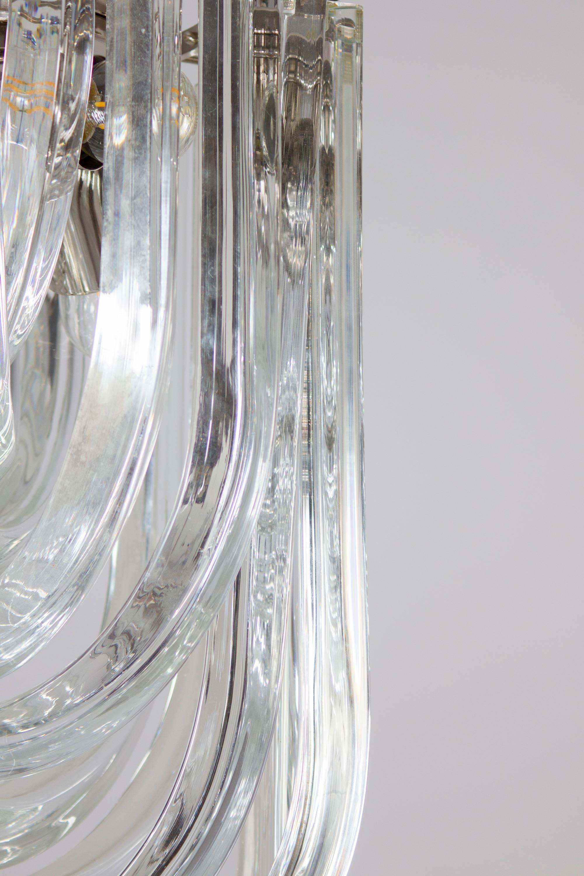 Pair of Triedri Curvati Murano Glass Flush Mount by Carlo Nason for Venini  3