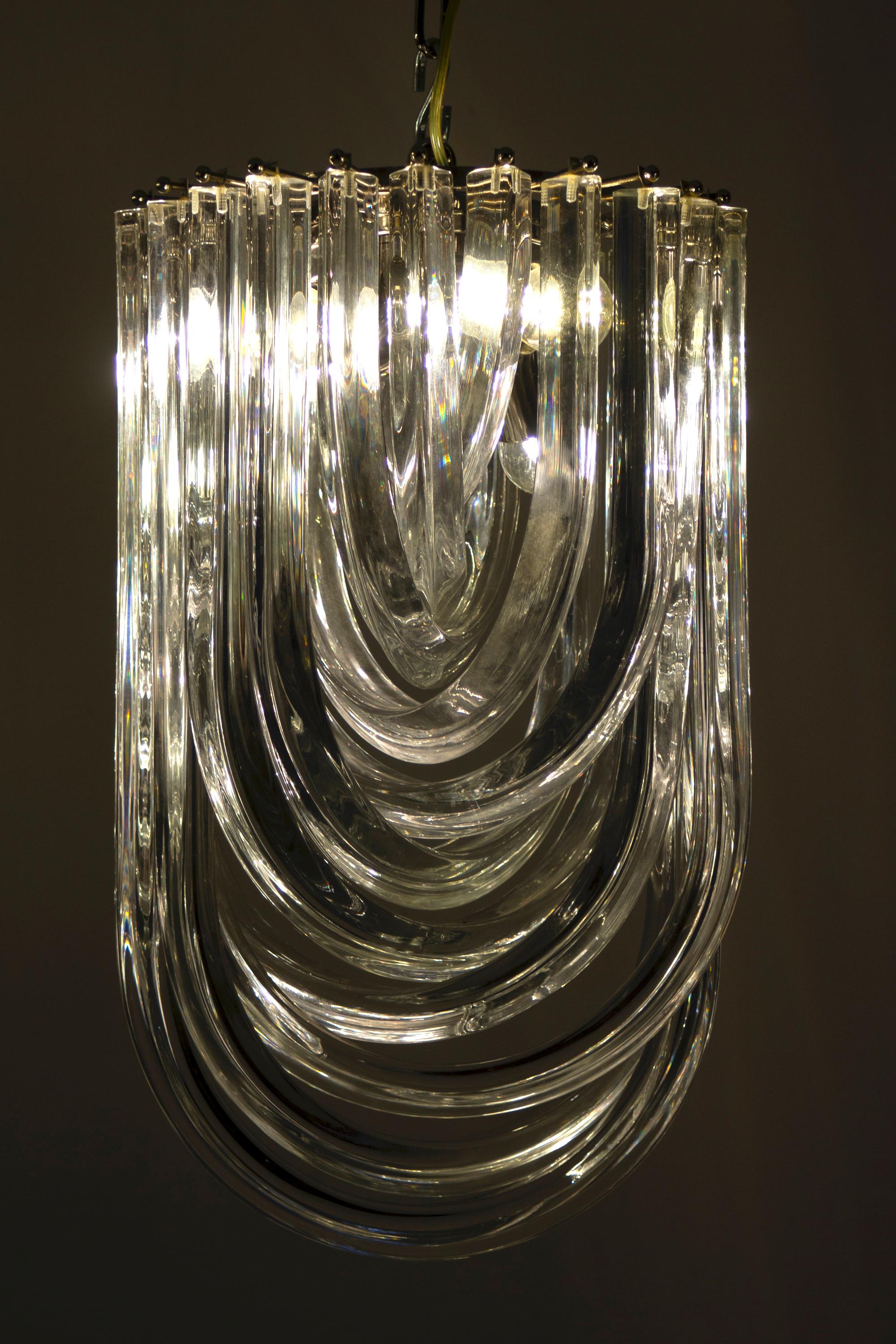 Paire de luminaires en verre de Murano Triedri Curvati par Carlo Nason pour Venini  6