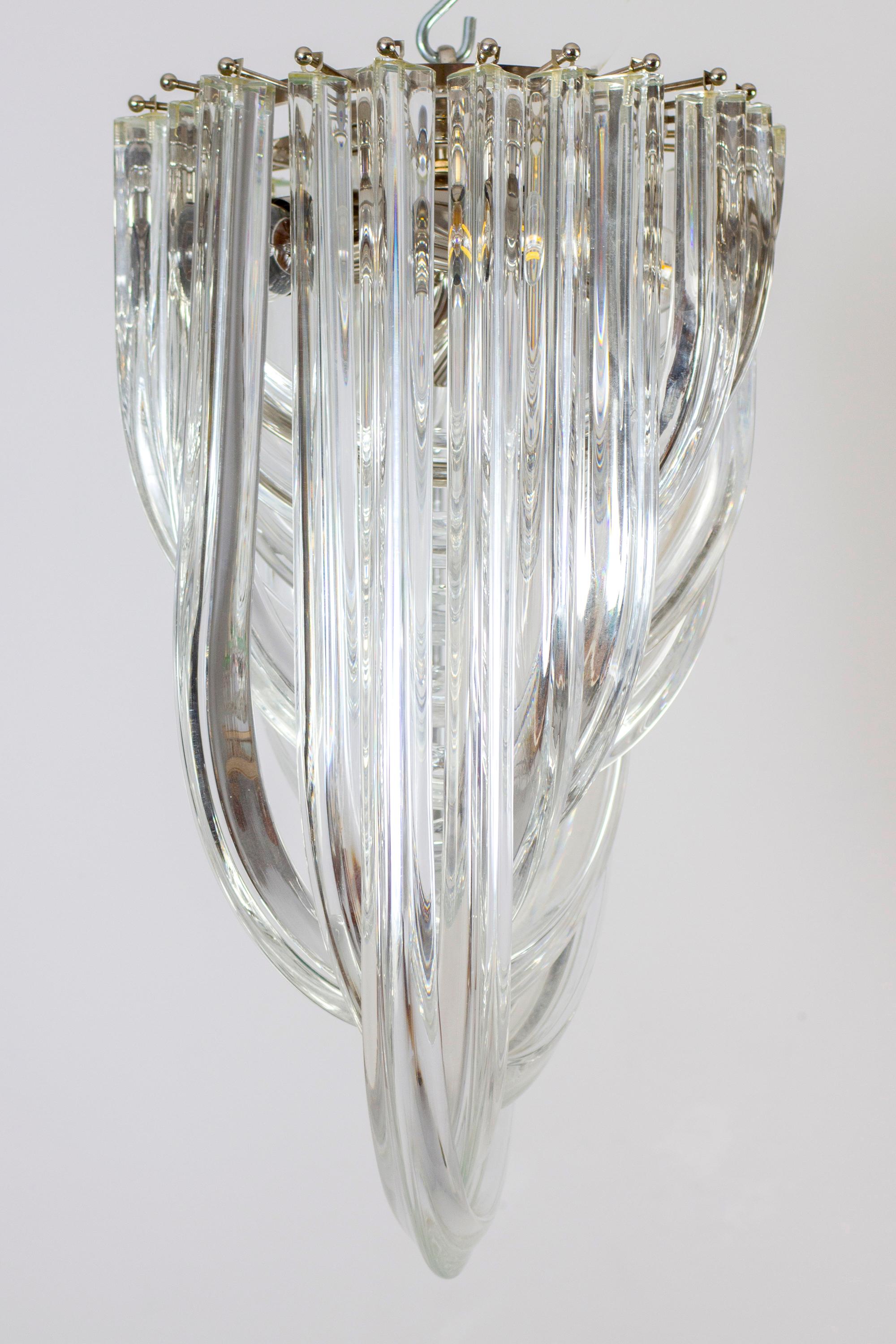Modern Pair of Triedri Curvati Murano Glass Flush Mount by Carlo Nason for Venini 