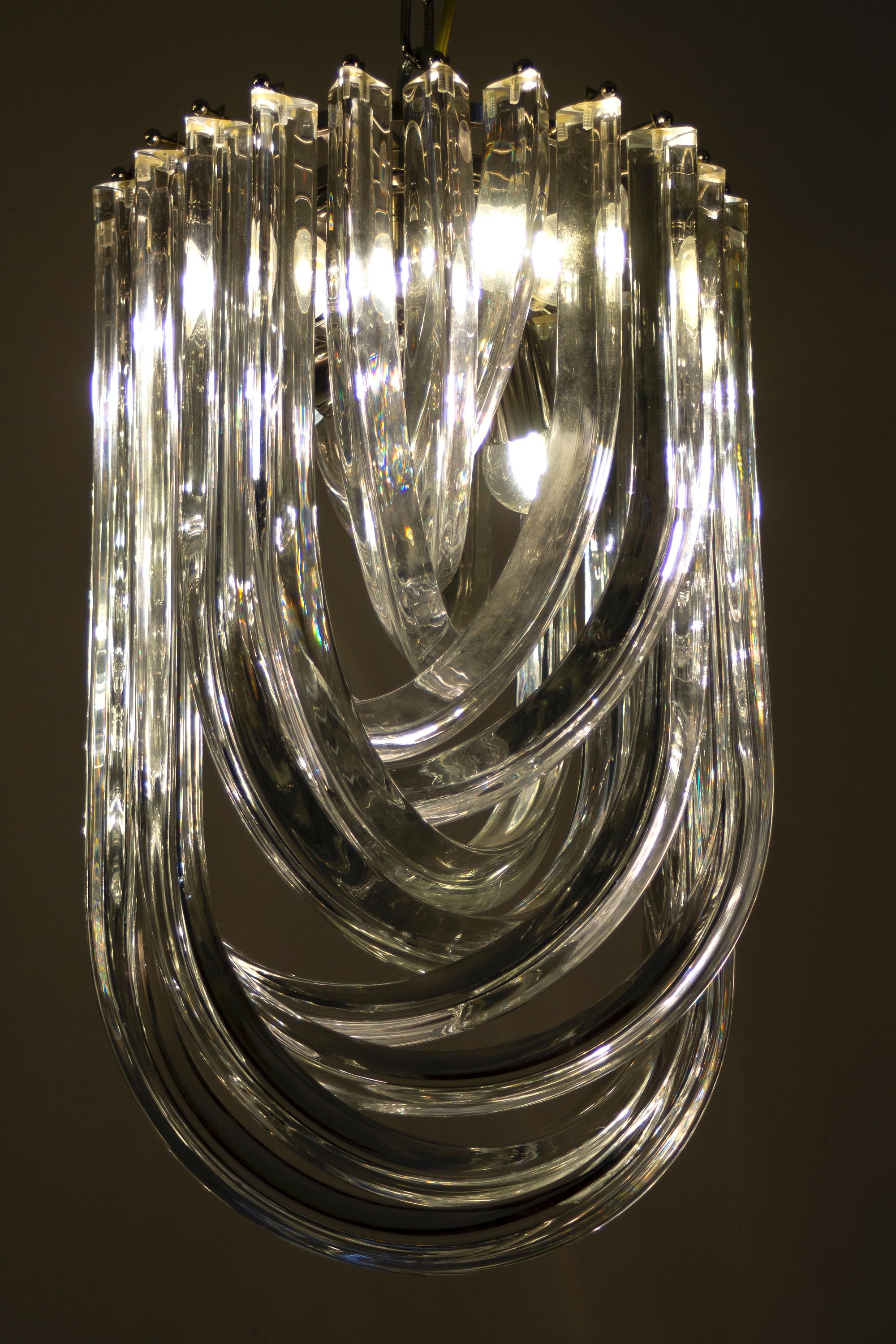 Fin du 20e siècle Paire de luminaires en verre de Murano Triedri Curvati par Carlo Nason pour Venini 