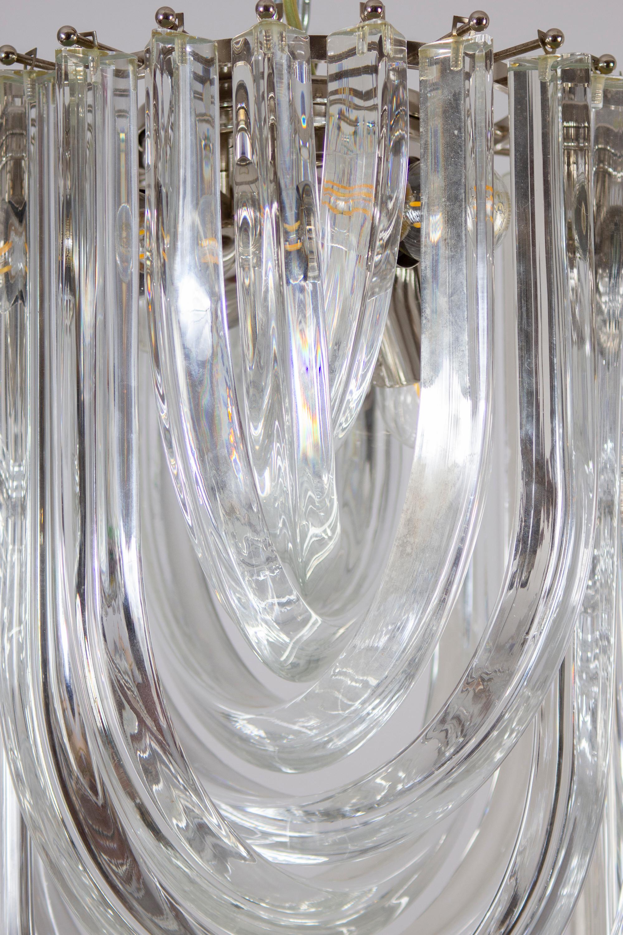 Pair of Triedri Curvati Murano Glass Flush Mount by Carlo Nason for Venini  2