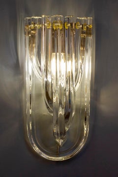 Pair of Triedri Curvati Murano Glass Sconces 1970'