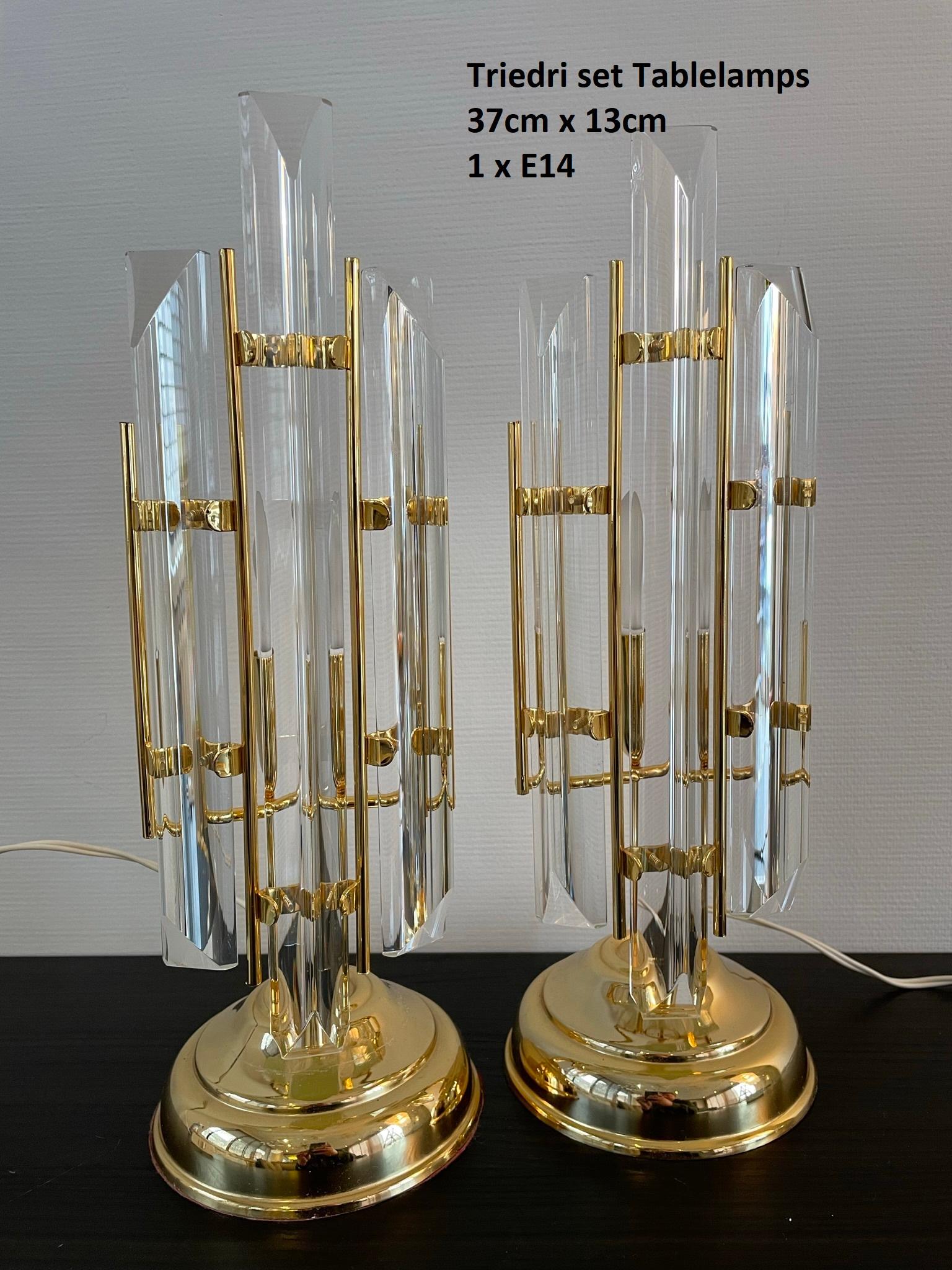 Hollywood Regency Pair of Triedri Table Lamps by Venini, 1970s