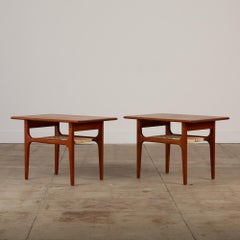 Paire de tables d'appoint en teck et rotin de Trioh Møbler