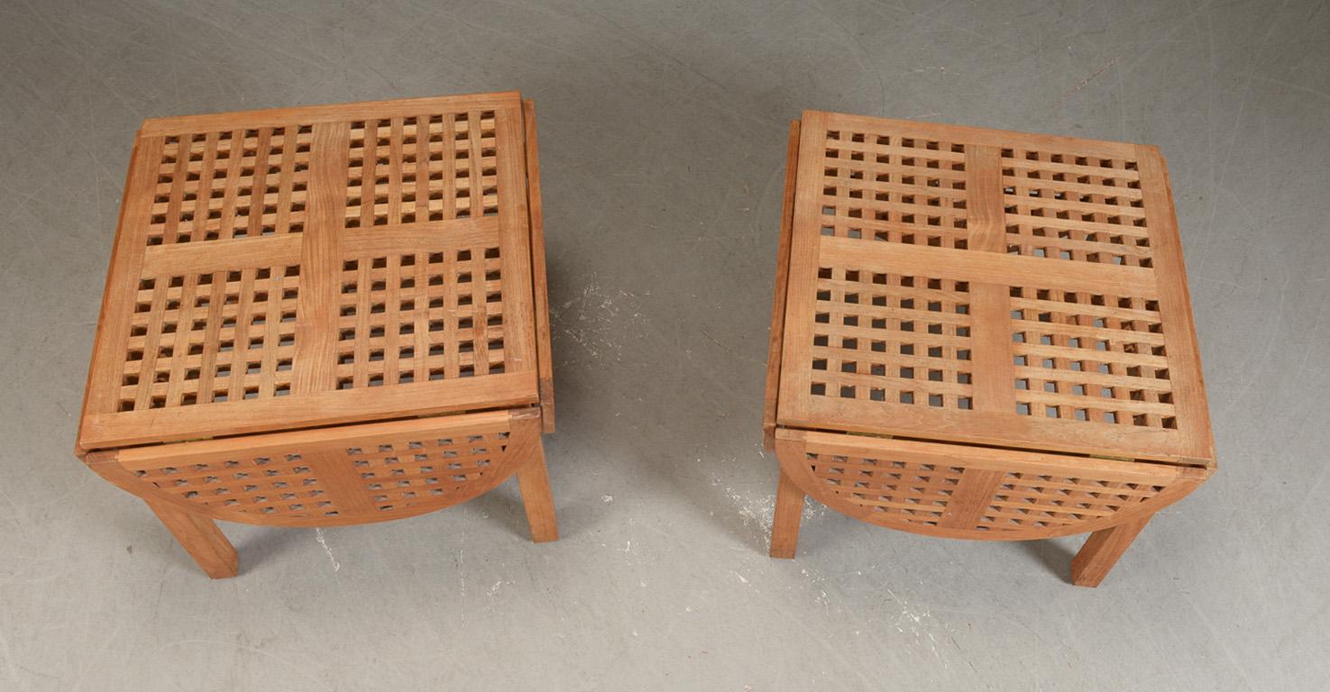 Scandinavian Modern Pair of Trip Trap Teak Side Tables For Sale