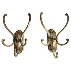 Antique Pair of Triple Hat and Coat Hooks