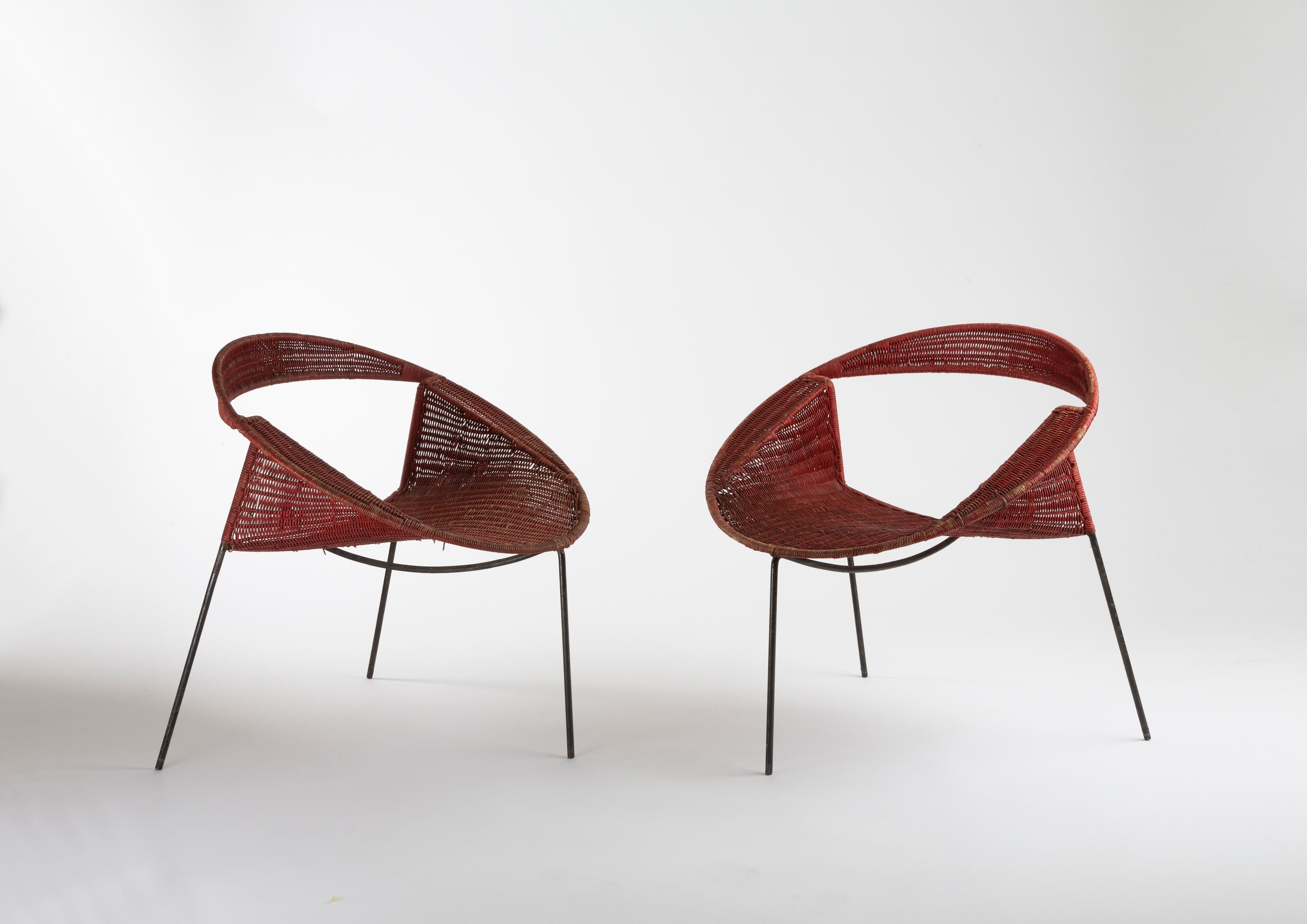 Pair of Tripod Armchairs by Maurizio Tempestini In Good Condition In Lille, Hauts-de-France