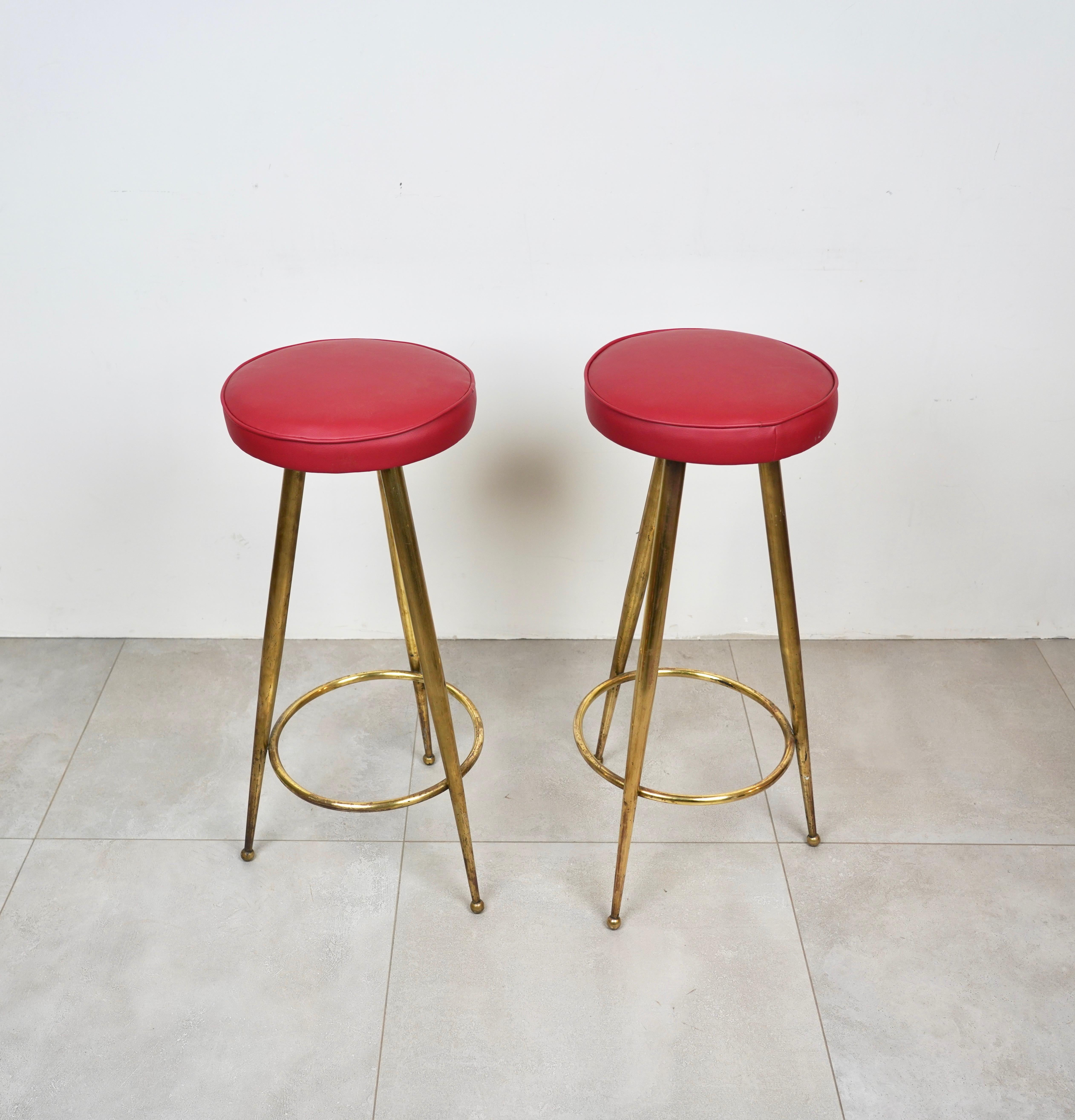 red and gold bar stools