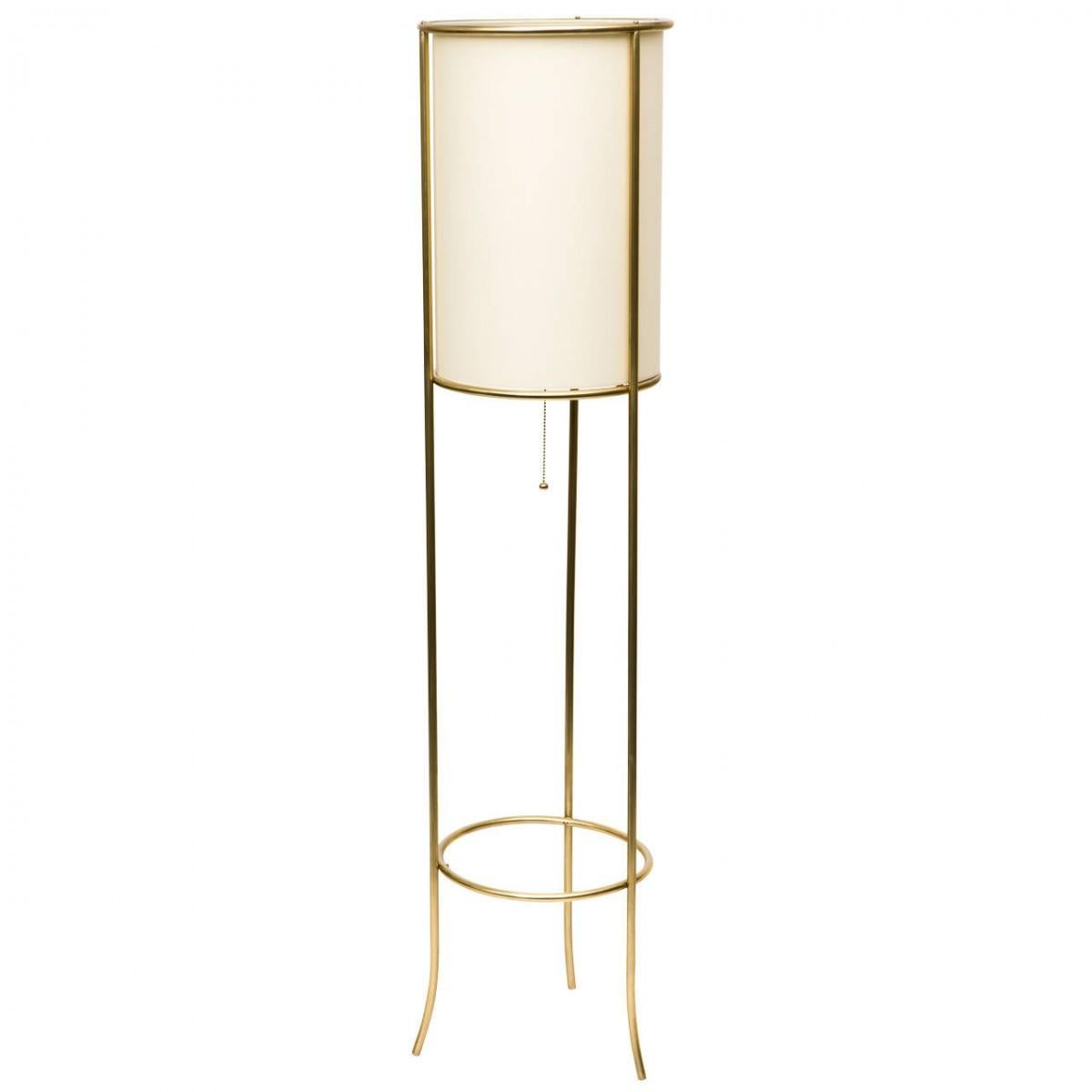 Mid-Century Modern Pair of Tripod Brass Floor Lamps in the Manner of T.H. Robsjohn-Gibbings For Sale