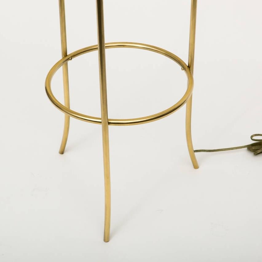 Contemporary Pair of Tripod Brass Floor Lamps in the Manner of T.H. Robsjohn-Gibbings For Sale