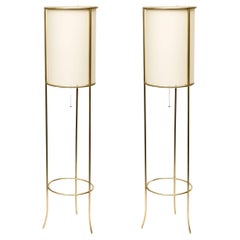 Pair of Tripod Brass Floor Lamps in the Manner of T.H. Robsjohn-Gibbings