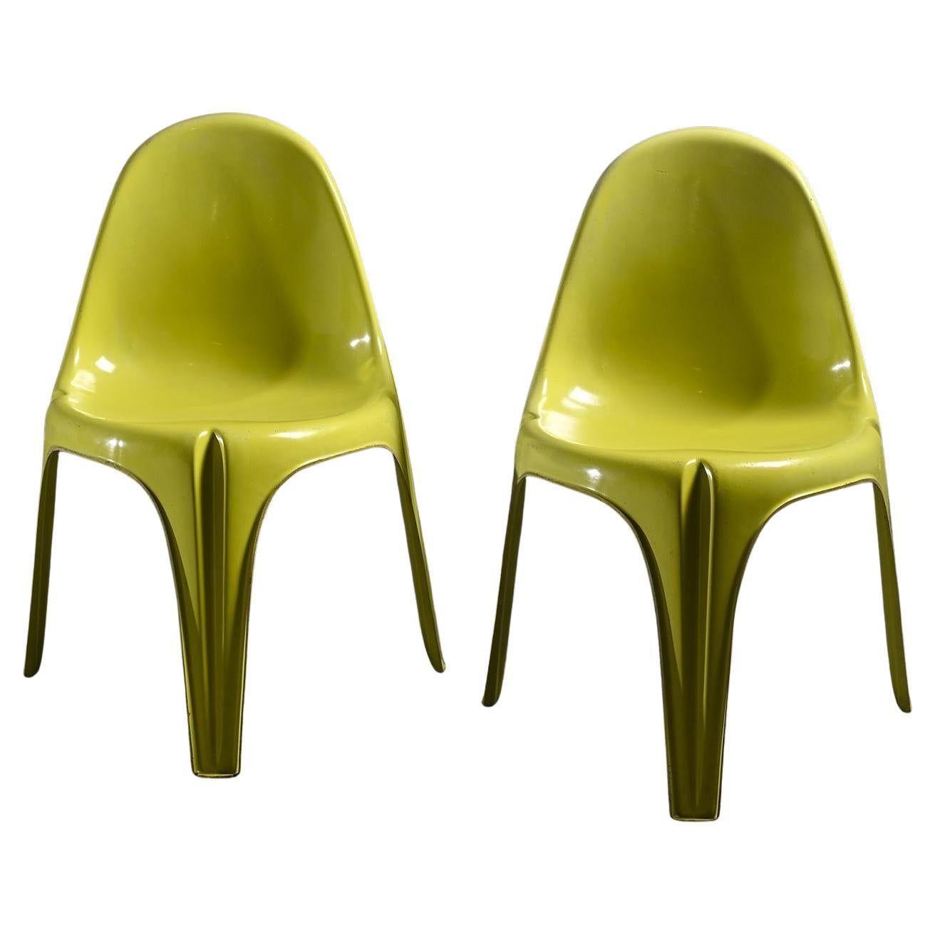 Coppia di sedie a treppiede di Walter Frey, circa 1968 in vendita