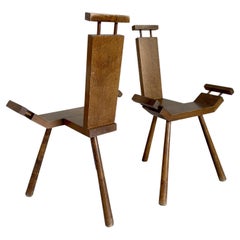 Pair of Tripod Chairs, France, 1950