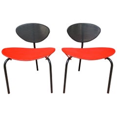 Vintage Pair of Tripod Chairs " Nagasaki " by Mathieu Mategot, 1954