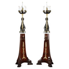 Pair of tripod columns and candelabra, Empire period
