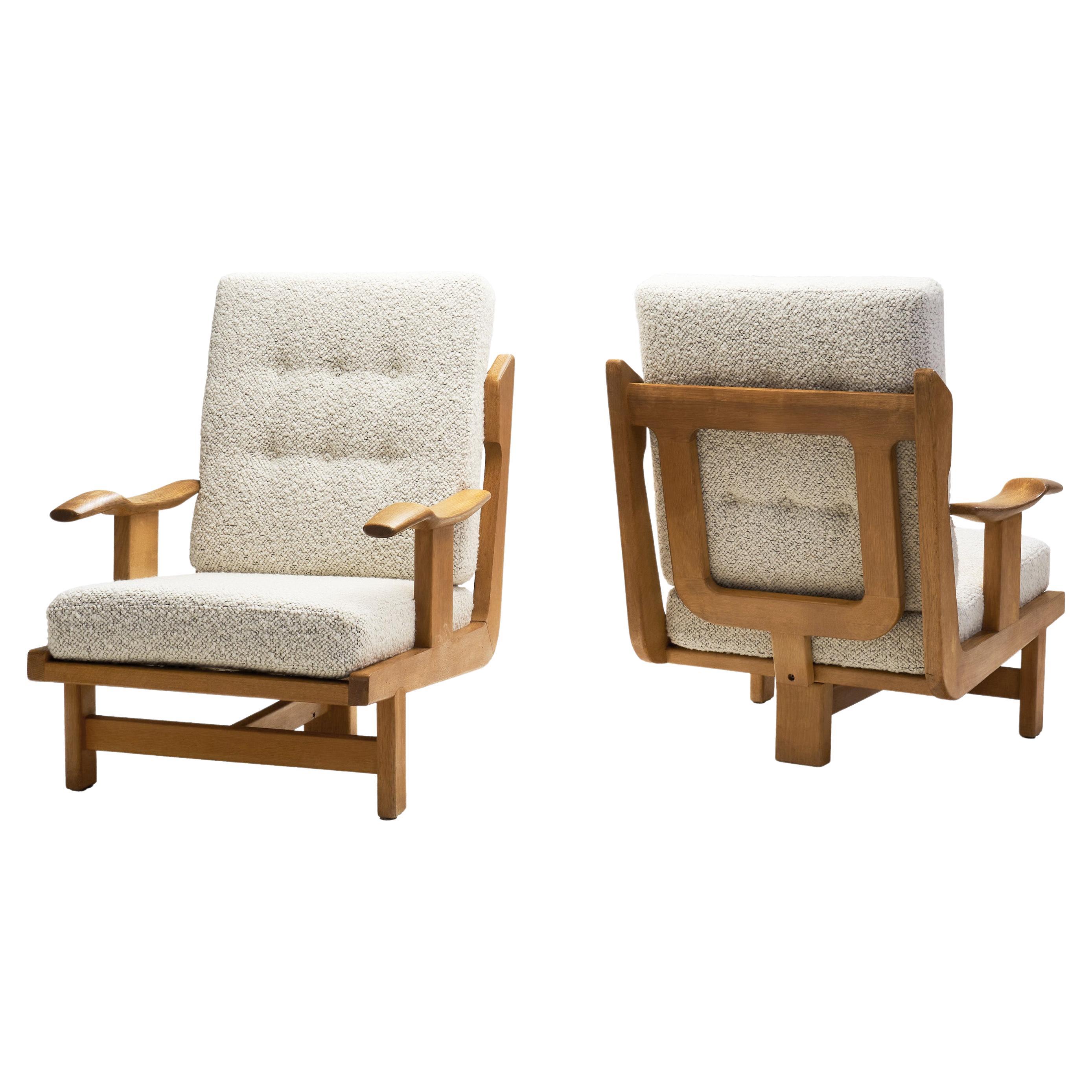 Pair of Tripod Lounge Chairs by Guillerme et Chambron, France 20th Century
