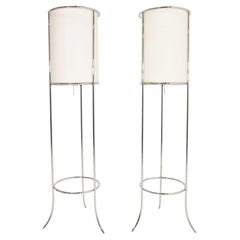 Pair of Tripod Nickel Floor Lamps by T.H. Robsjohn-Gibbings for Hansen