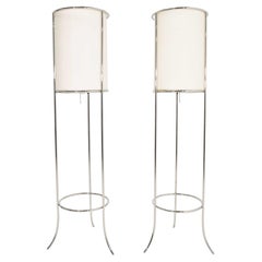 Pair of Tripod Nickel Floor Lamps by T.H. Robsjohn-Gibbings for Hansen