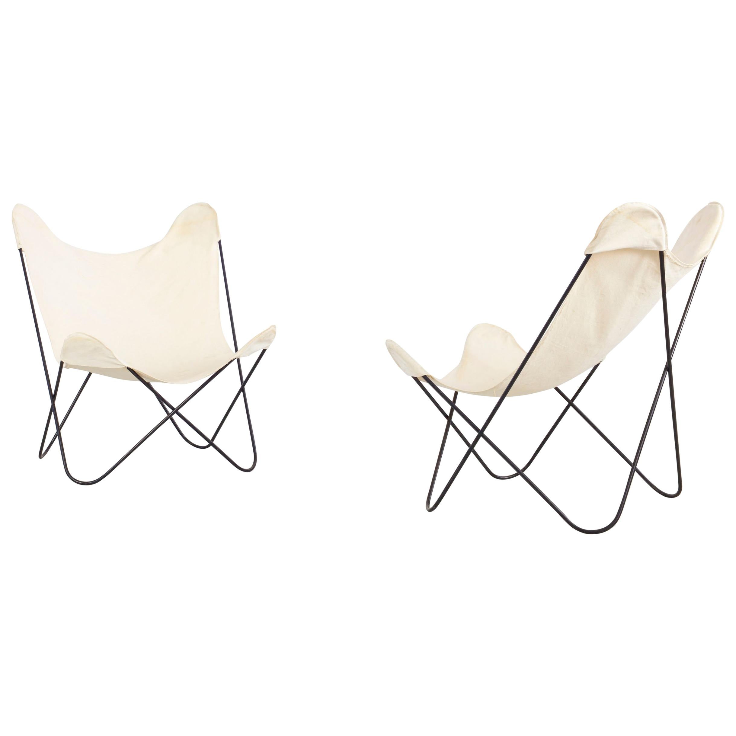 Gastone Rinaldi Italian Pair of White "Tripolina" Chairs Manufactured by Rima