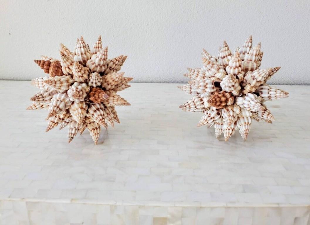Folk Art Pair of Triton Sea Shell Sculptures For Sale