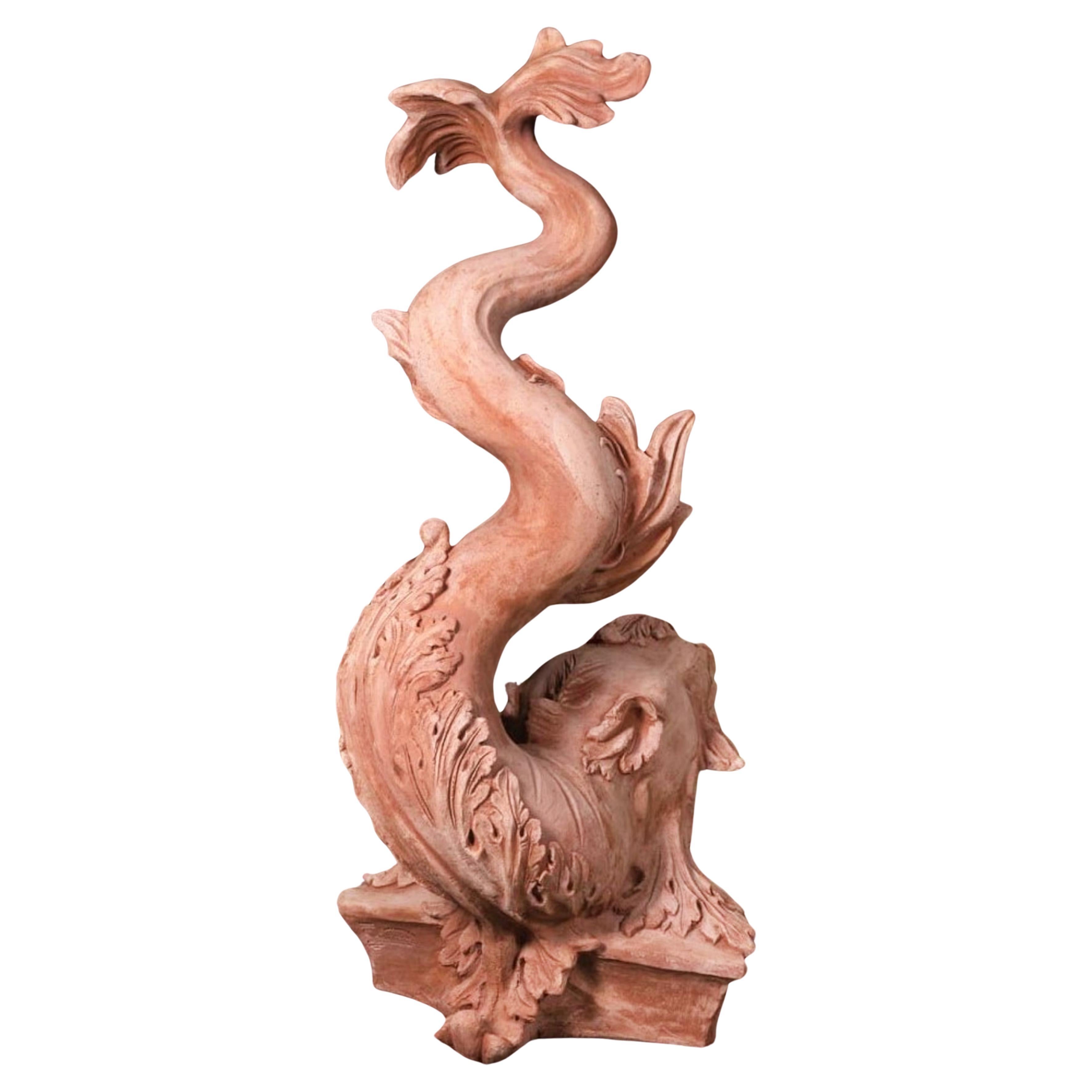 Fatto a mano Coppia di Tritoni Boboli in terracotta Impruneta XX secolo in vendita