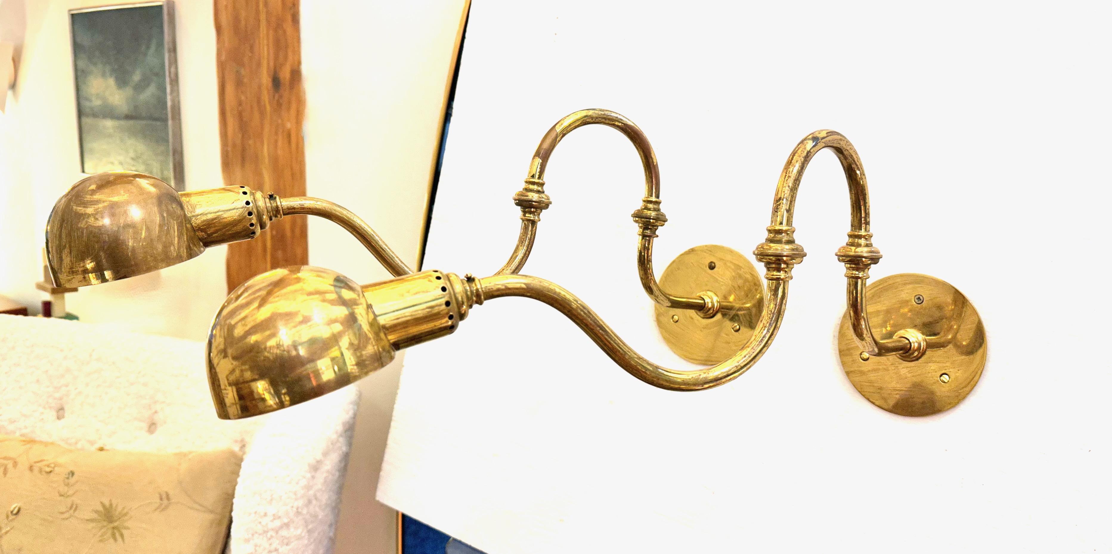 Pair of Tromba Brass Sconces by Luigi Caccia Dominioni for Azucena, 1950s For Sale 1