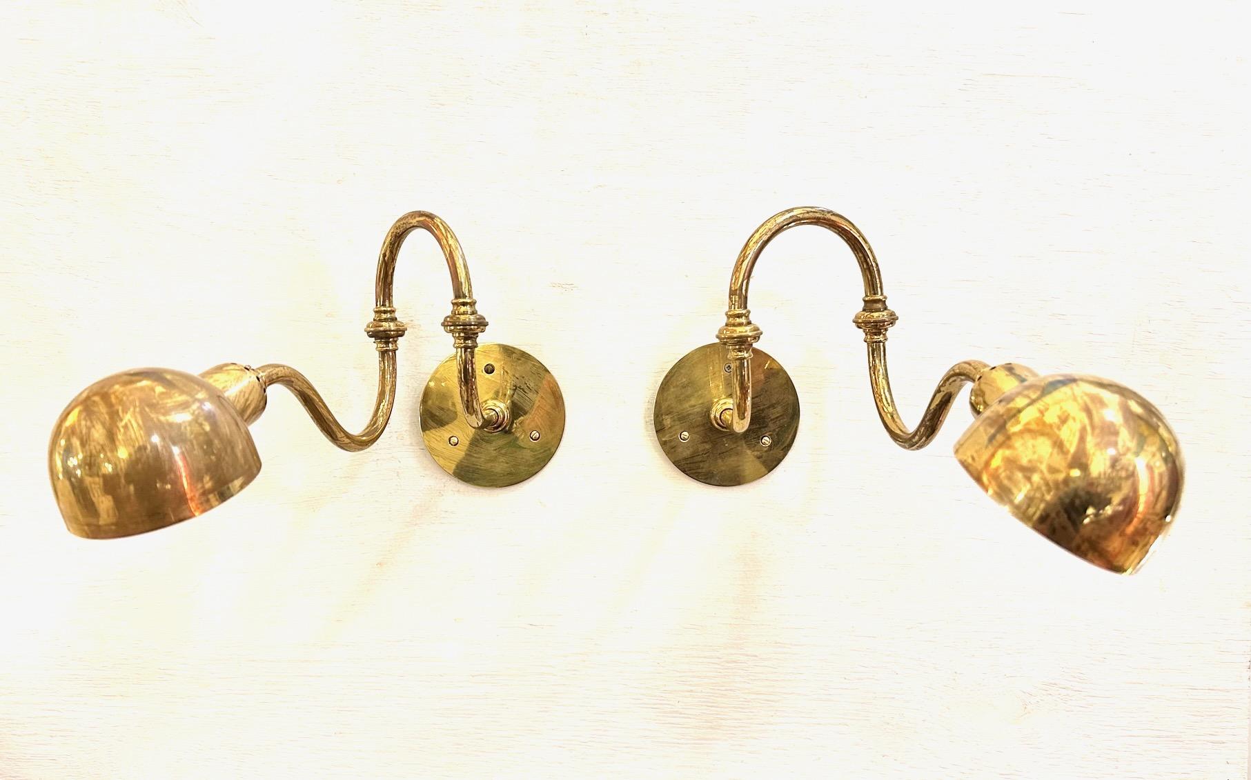 Mid-Century Modern Pair of Tromba Brass Sconces by Luigi Caccia Dominioni for Azucena, 1950s For Sale