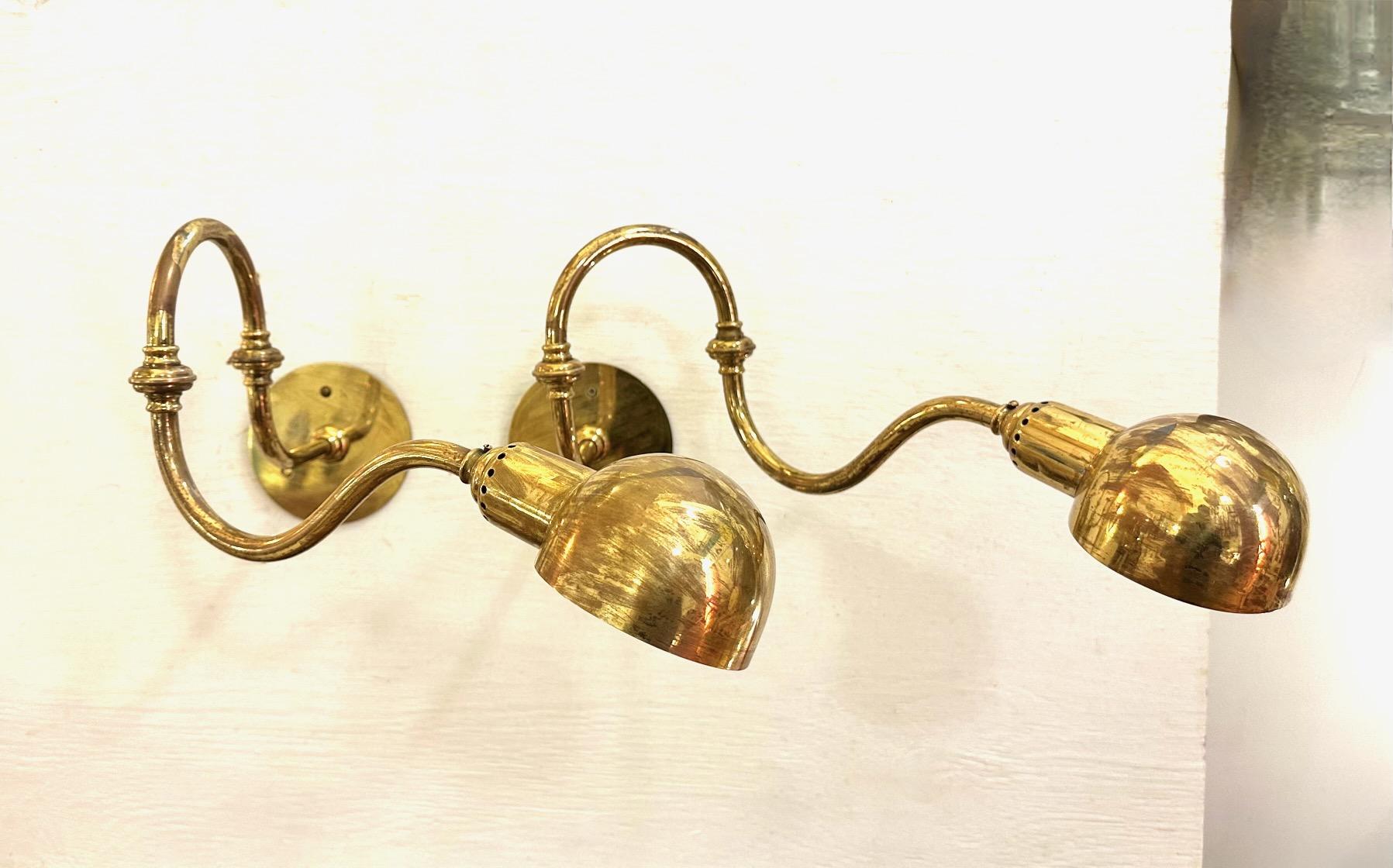Italian Pair of Tromba Brass Sconces by Luigi Caccia Dominioni for Azucena, 1950s For Sale