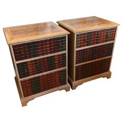 Pair of Trompe L'Oeil Book Motife Chest of Drawers Night Stands