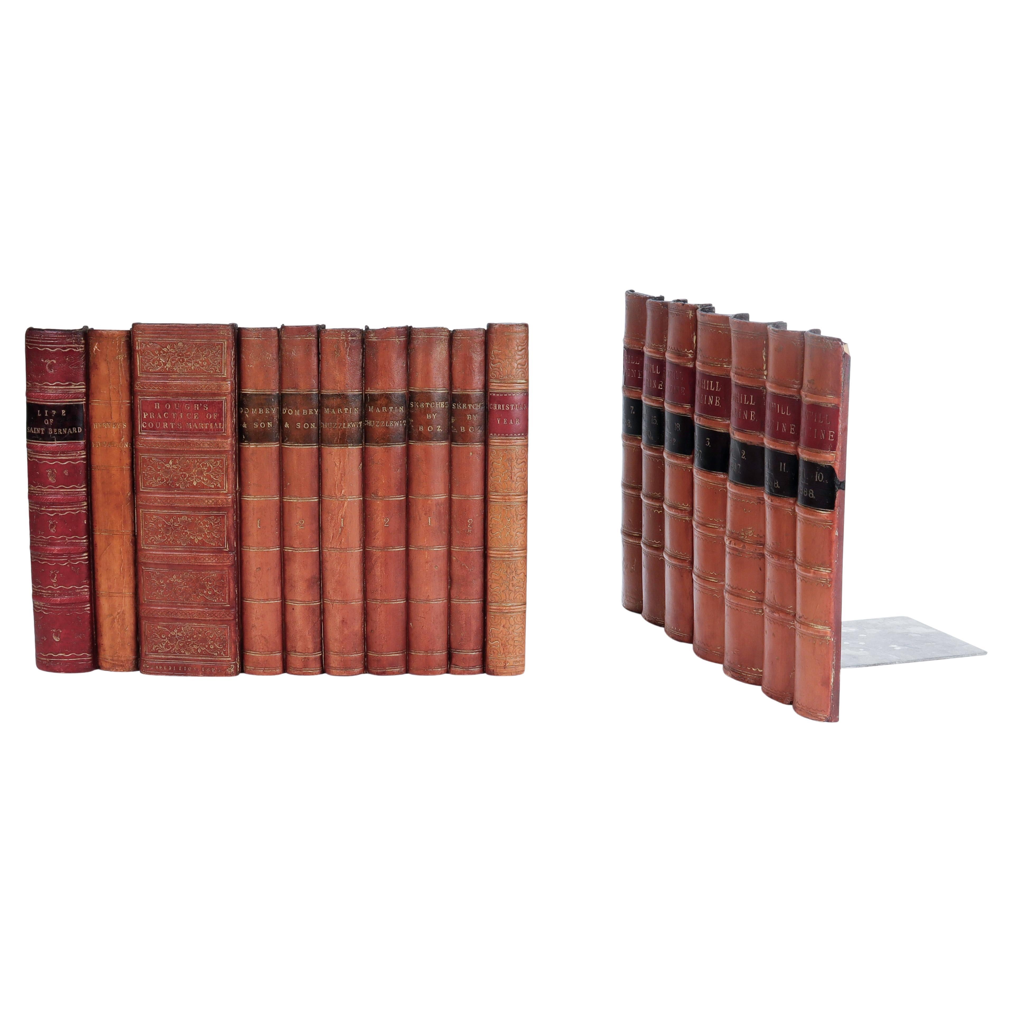 Pair of Trompe L'oeil Faux Leather Bound Book Panels For Sale