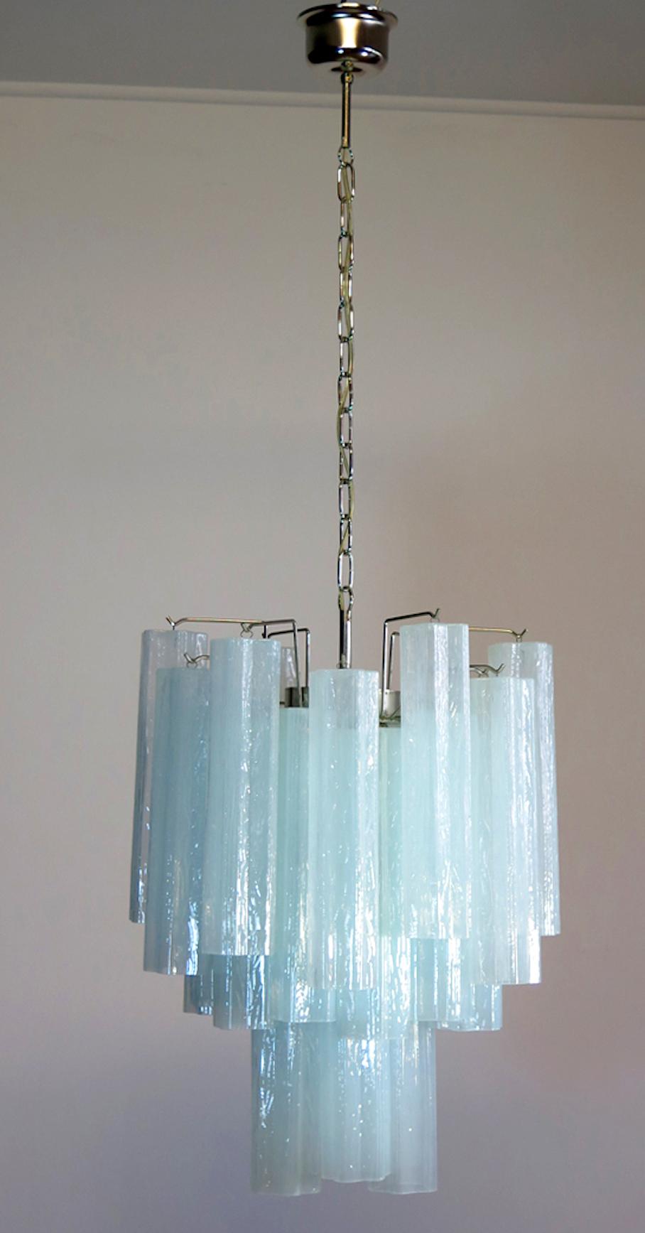 Late 20th Century Pair of 30 Tronchi Chandeliers in Toni Zuccheri Style for Venini, Murano For Sale