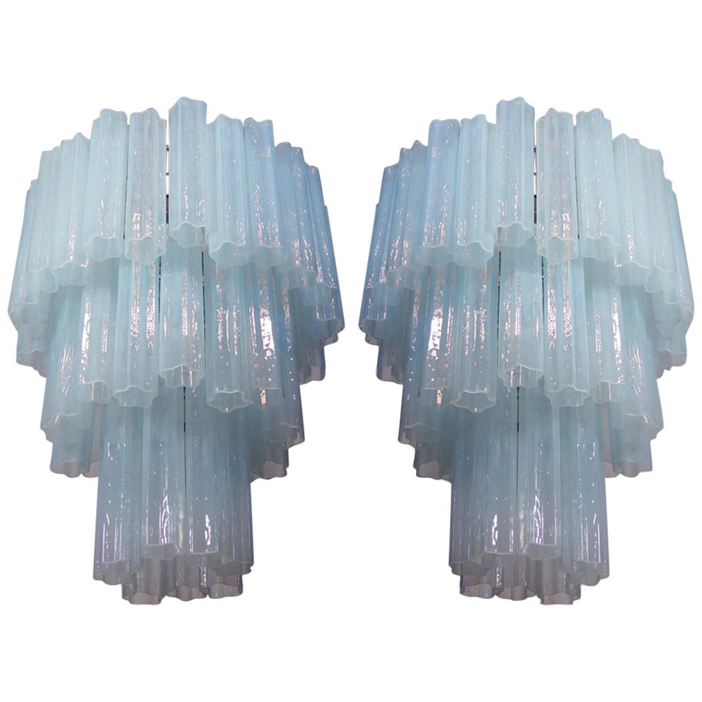 Metal Pair of 48 Tronchi Chandeliers in Toni Zuccheri Style for Venini, Murano For Sale