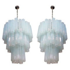 Pair of 48 Tronchi Chandeliers in Toni Zuccheri Style for Venini, Murano
