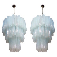 Pair of 48 Tronchi Chandeliers in Toni Zuccheri Style for Venini, Murano