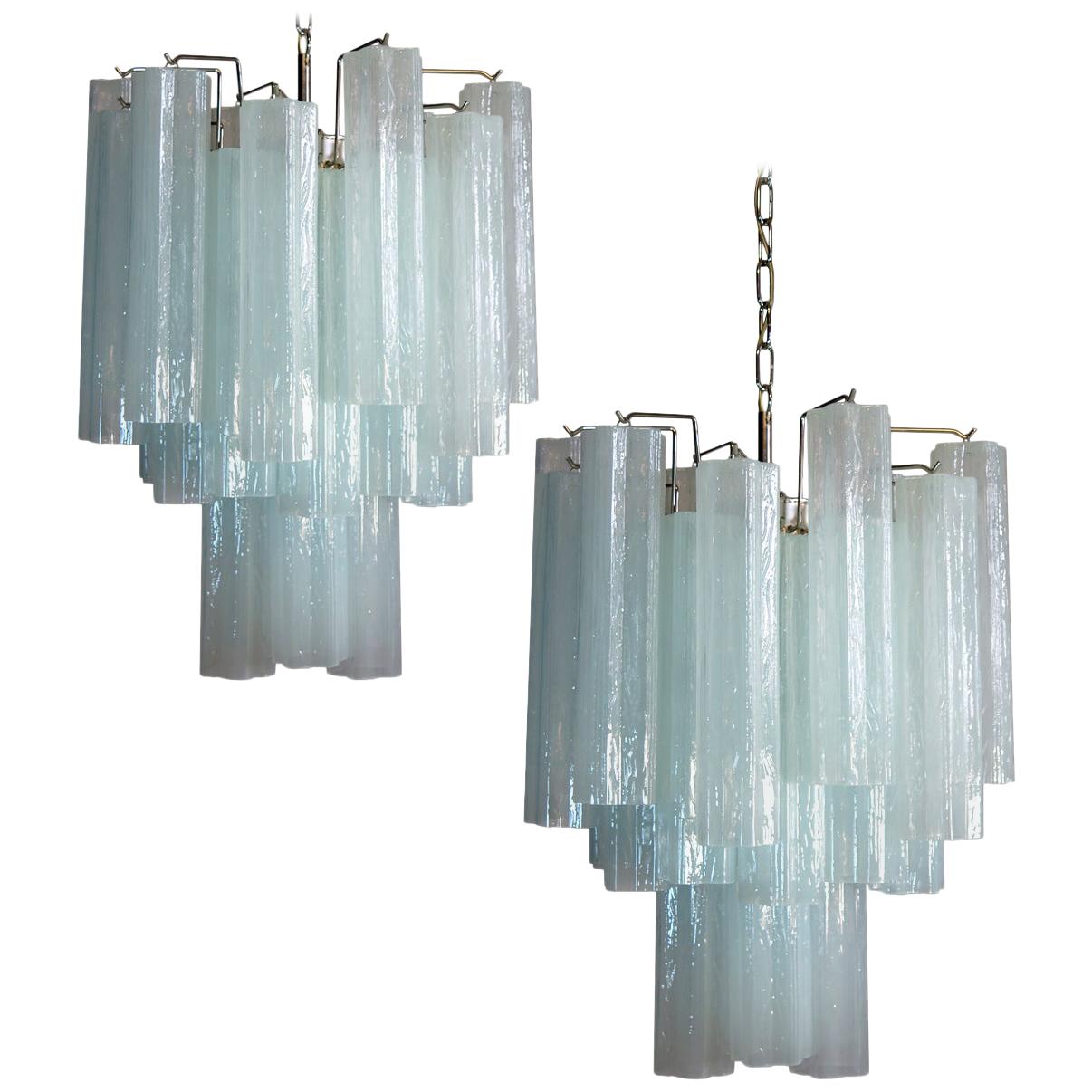 Pair of 30 Tronchi Chandeliers in Toni Zuccheri Style for Venini, Murano For Sale