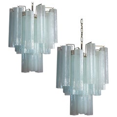 Vintage Pair of 30 Tronchi Chandeliers in Toni Zuccheri Style for Venini, Murano