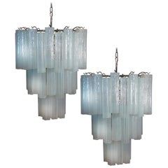 Vintage Pair of 48 Tronchi Chandeliers in Toni Zuccheri Style for Venini, Murano