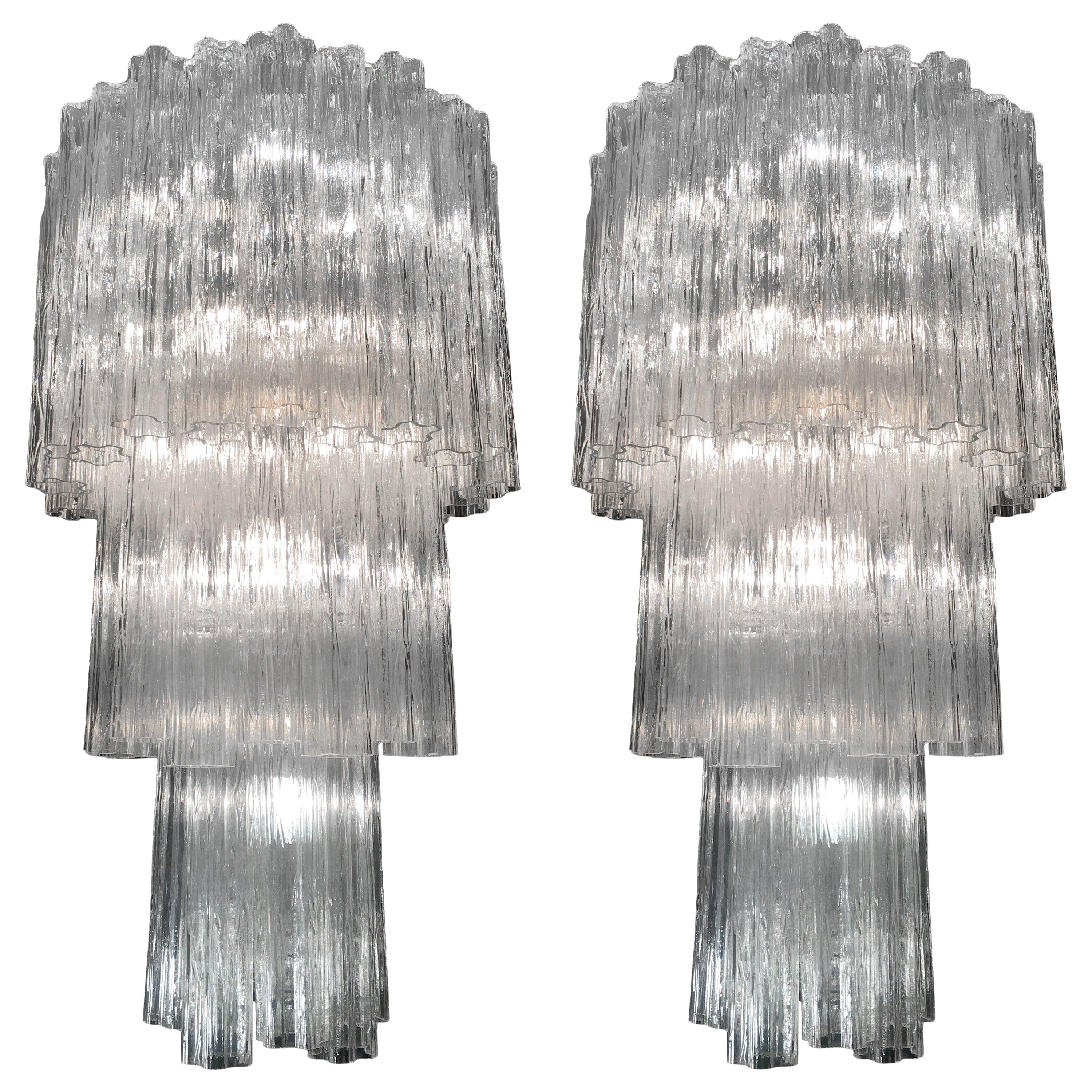 Pair of Tronchi Murano Glass Chandelier, 1960s For Sale