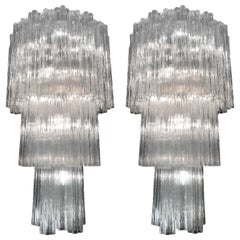 Vintage Pair of Tronchi Murano Glass Chandelier, 1960s