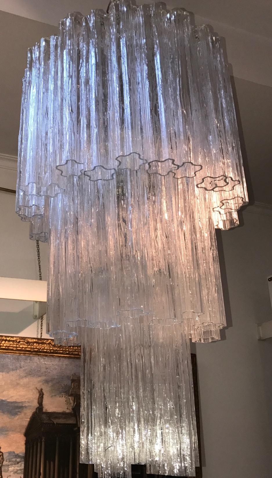 Mid-Century Modern Pair of Tronchi Murano Glass Chandelier, 1960s For Sale